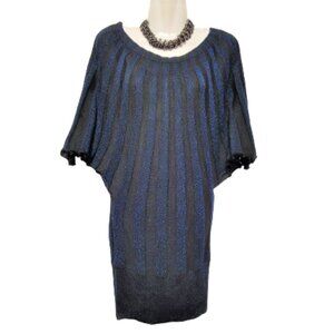 𝅺BLUE Glitter  Stretchy Tunic Knit Dress or Glitter Top One Size